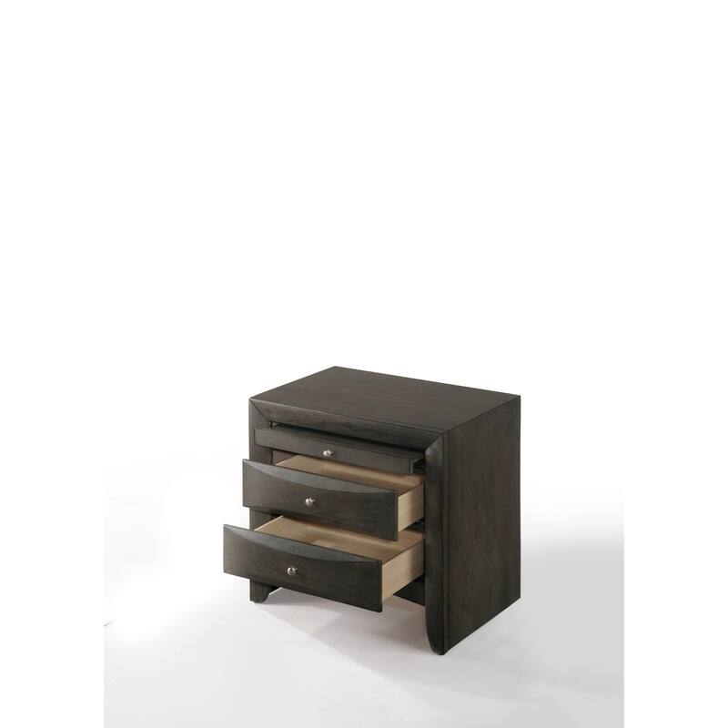 Gray Oak Nightstand with Drawer and Tray, Modern Elegance, Durable Construction