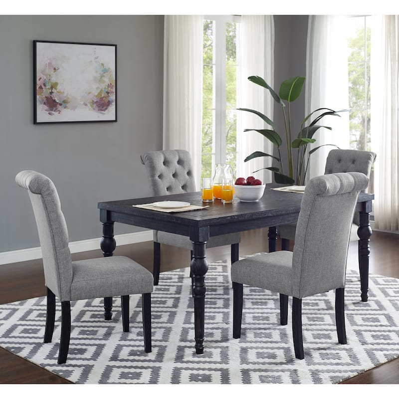 Rectangular Dining Table, Gray Four Upholstered Dining Chairs with Backs, Minimalist Dining Table and Chair Set