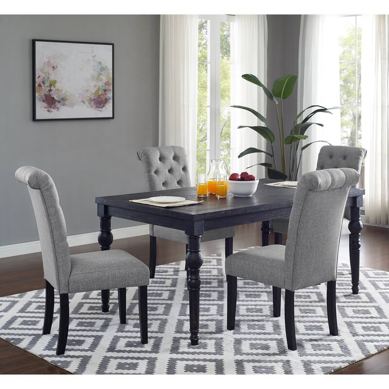 Wooden Dining Table and Chairs Set Rectangular Dining Table and Chairs Set with Turned Legs for Kitchen Breakfast Area Apartment - Grey