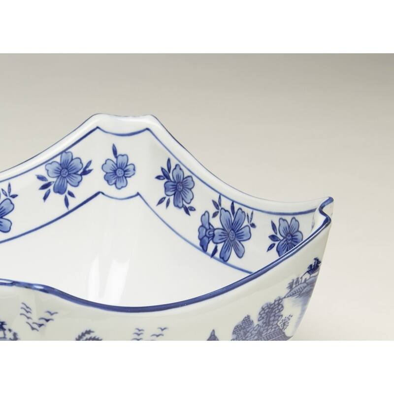 Aa Importing 59776 Square Blue And White Bowl - 4.5 X 8.75 X 8.75 inches