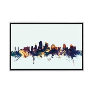 iCanvas "Kansas City, Missouri, USA On Blue" by Michael Tompsett Framed