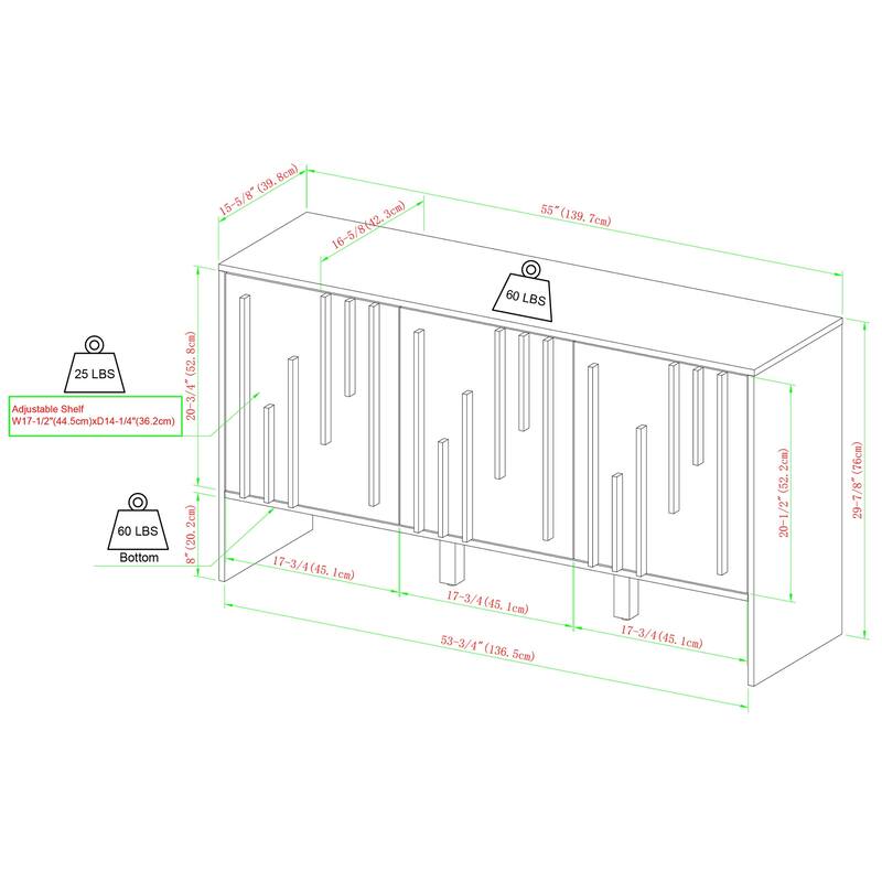 Middlebrook Designs Scandi Detailed-Door Buffet