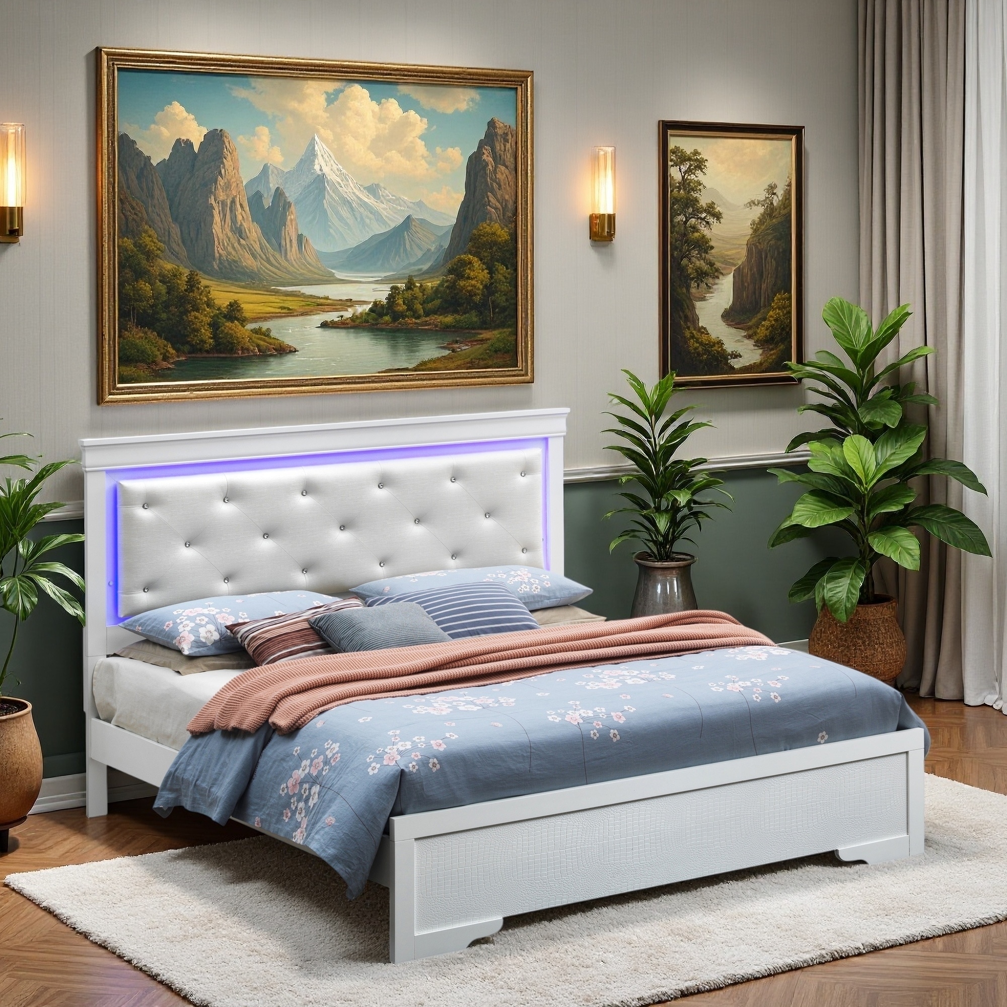 Metal Platform Bed with Transitional Style and Elegant Finish