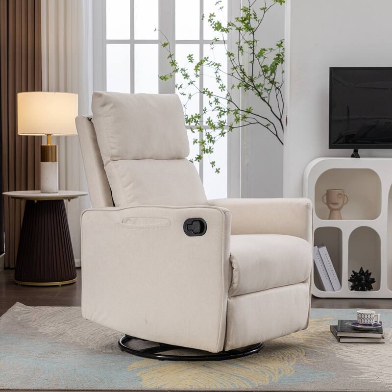 Modern Swivel Rocking Chair With Adjustable Back And Footrest