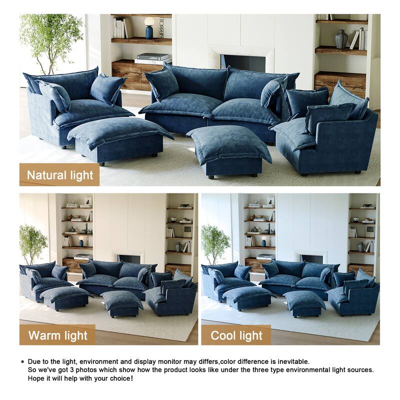 6 Piece Oversized Chenille Comfy Cloud Modular Sectional Sofa Set
