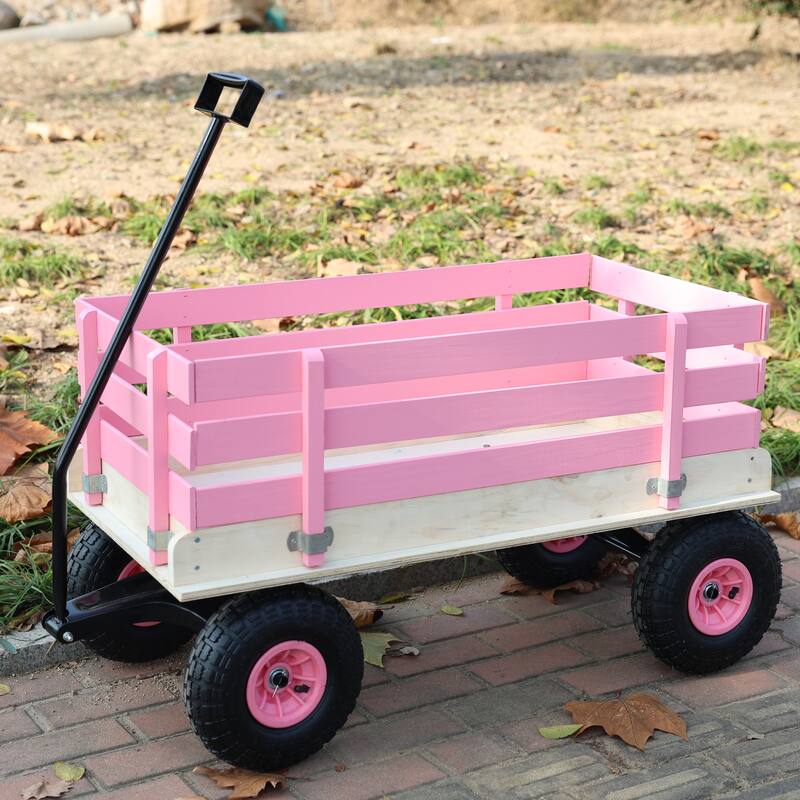 Fresh blue wooden household trolley for children's toy transportation/garden tool cart/outdoor portable trolley
