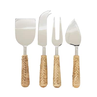 Rustic Charm Wicker Cheese Cutlery (Set of 4)