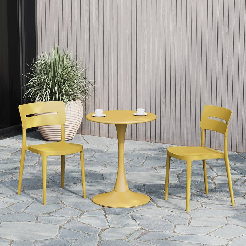 Frond and Form Modern Outdoor Patio Stacking Dining Side Chair (Set of 2)