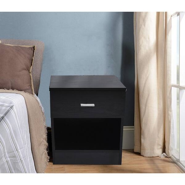 Shop Modern Wood Bedroom Furniture Bedside End Table 1 Drawer Nightstand Overstock 24076298