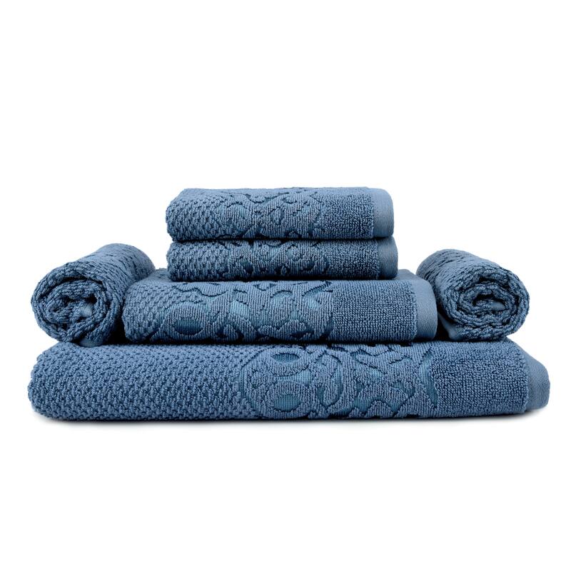 East'N Blue Galata Turkish Cotton Bath Towel Set (Set of 6) - (1 Bath Towel, 1 Hand Towel, 4 Washcloth)