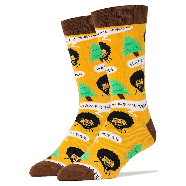 Bob Ross Happy Tree Men's Crew Socks - Multi