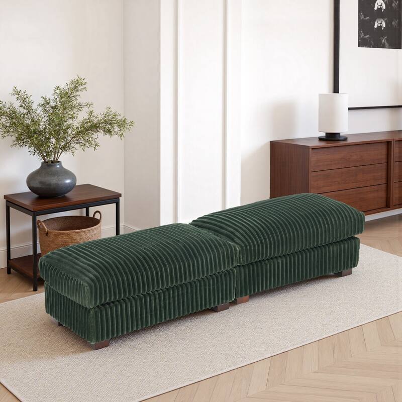 40" Oversized Plush Flannel Upholstered Ottoman Footstool Set of 2
