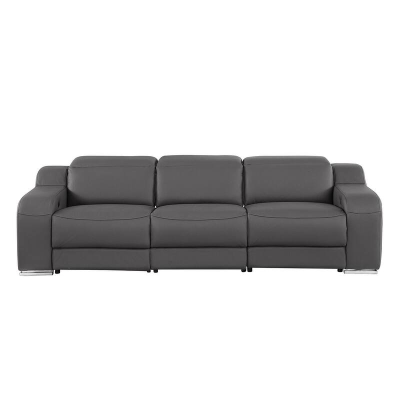 HomeRoots 103" Black Italian Leather Reclining USB Sofa