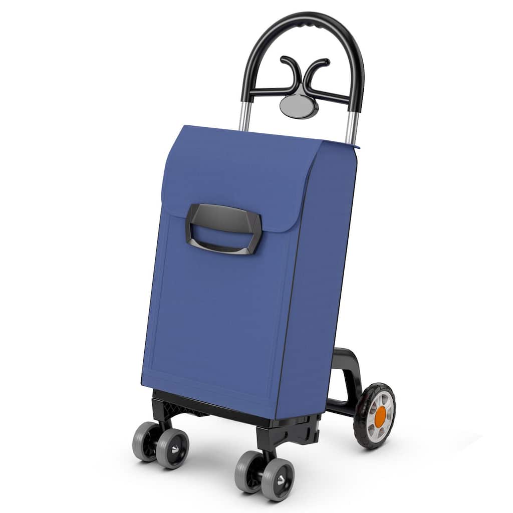 Multipurpose Lightweight Folding Shopping Cart with Swivel Front Wheels and Waterproof Polyester Bag - 16.5"x 19.5" x 41"