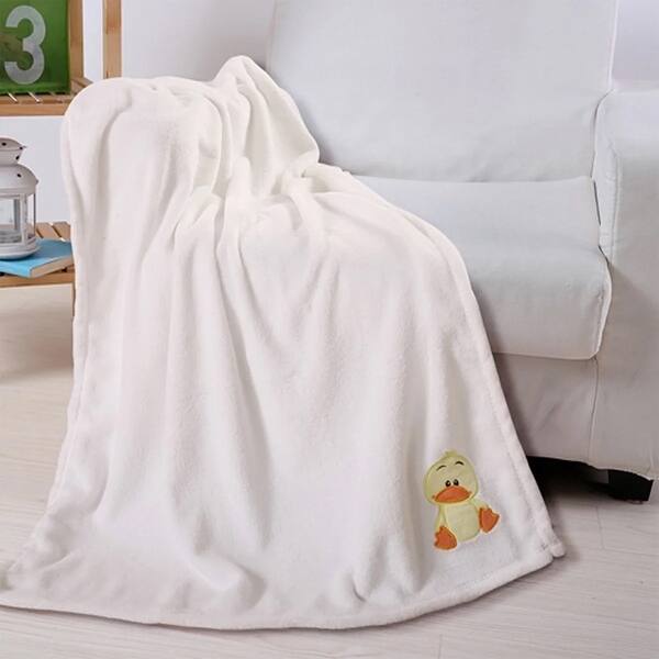 slide 2 of 3, Baby Receiving Blanket Nursery Soft Plush Print Baby Duck Beige