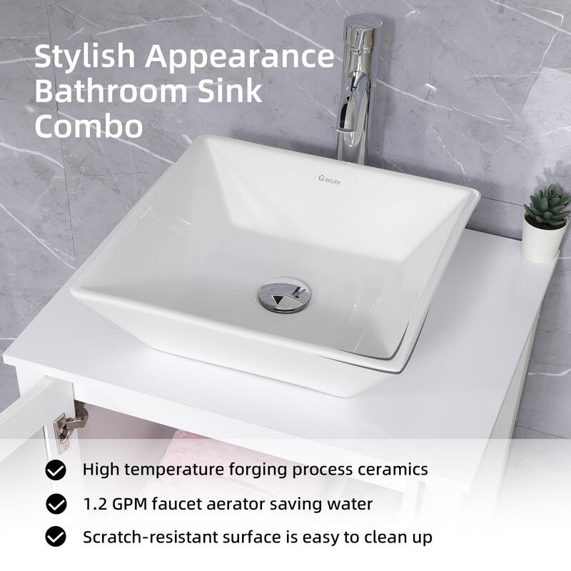 48" Bathroom Vanity Set Vessel Sink Faucet W/ Small Cabinet Combo