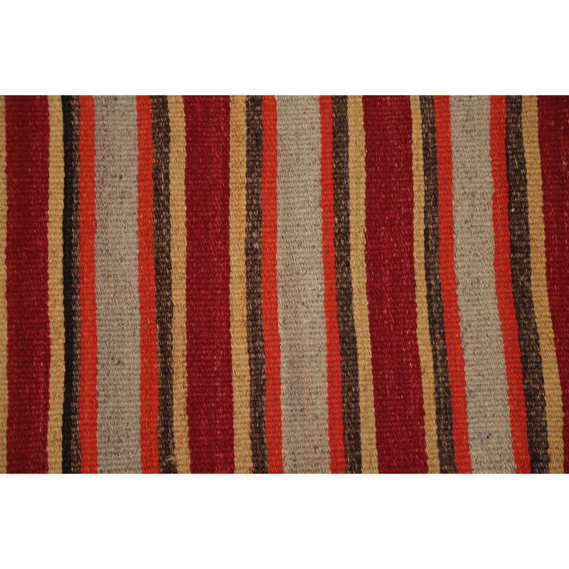 Hand Woven Oriental 100% Wool Carpet Southwestern Tribal Multi-Colored Kilim Area Rug - 9' 6'' X 4' 10''