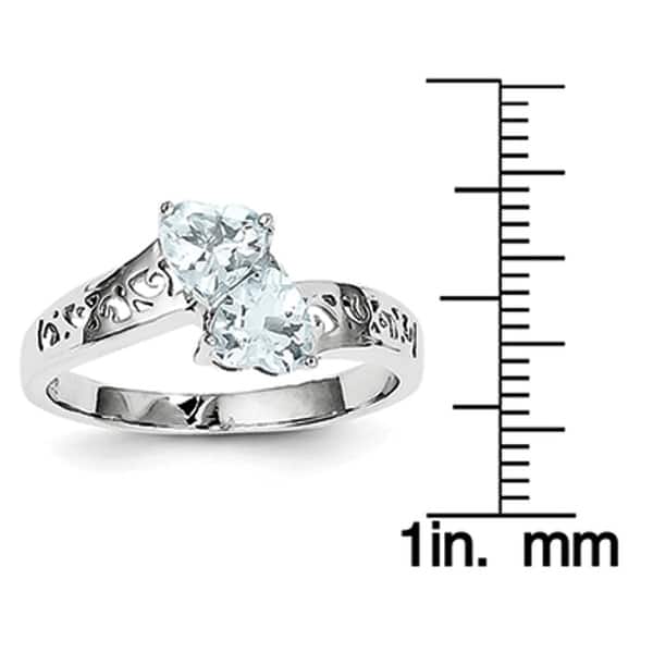 Ring Gift Sterling Silver Rhodium-Plated Aquamarine & Diam Ring Gift Sterling Silver Rhodium-Plated Aquamarine & Diam