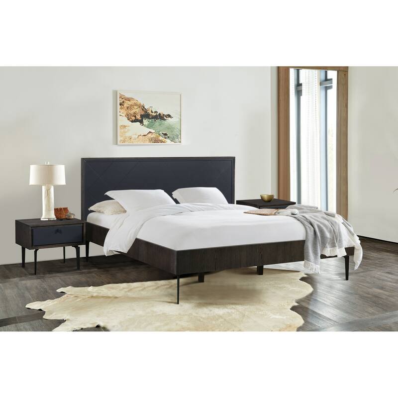 Cross Solid Oak and Metal Nightstand