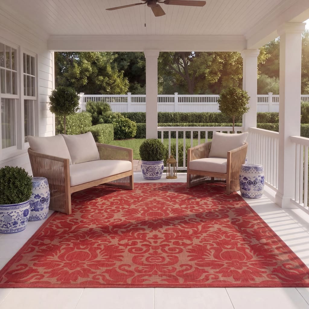 SAFAVIEH Courtyard Willene Boho Indoor/ Outdoor Waterproof Patio Backyard Rug