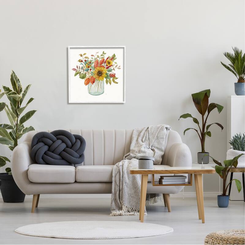 Stupell Simple Country Botanicals Sunflower Vase Design Framed Wall Art - Multi-Color
