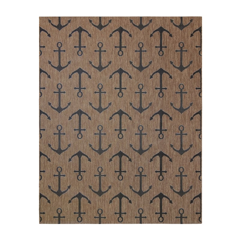 Gertmenian Solterra Nautical Coastal Tropical Weather Resistant Polypropylene Flatweave Indoor/ Outdoor Area Rug Collection
