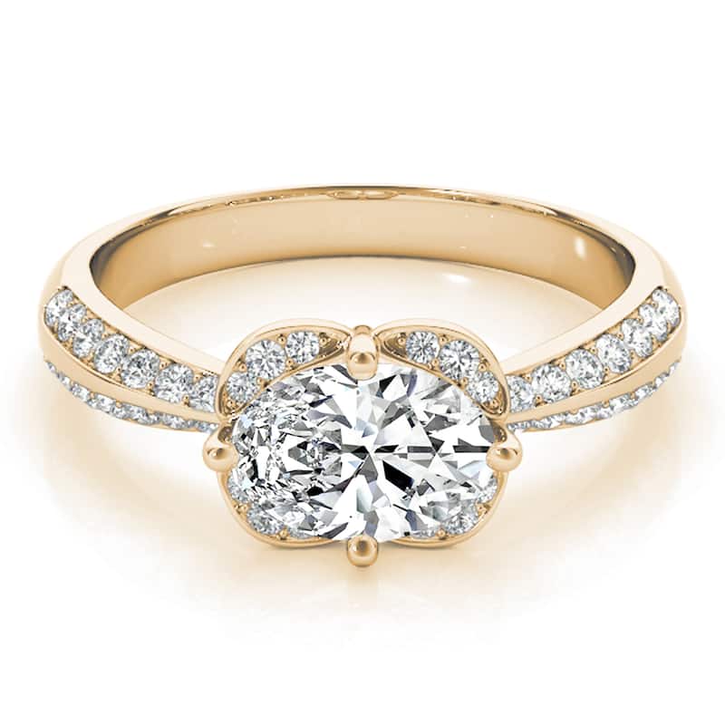 Auriya 14k Yellow Gold Lab Grown Oval Diamond Halo Engagement Ring 0.50 to 5.00 ct. tw. (F-G VS)