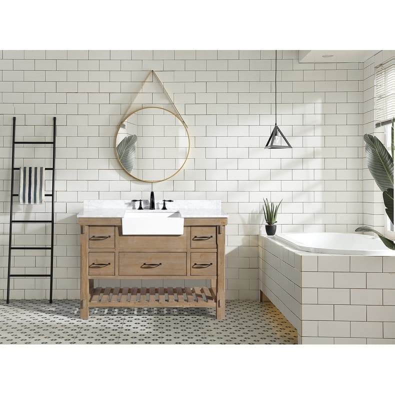 Ari Bath, Marina 48" Bathroom Vanity, Weathered Fir Finish, Farmhouse
