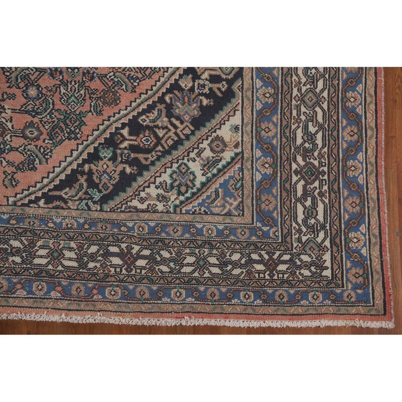 Pink Geometric Hamedan Persian Vintage Area Rug Handmade Wool Carpet - 8'5" x 11'4"