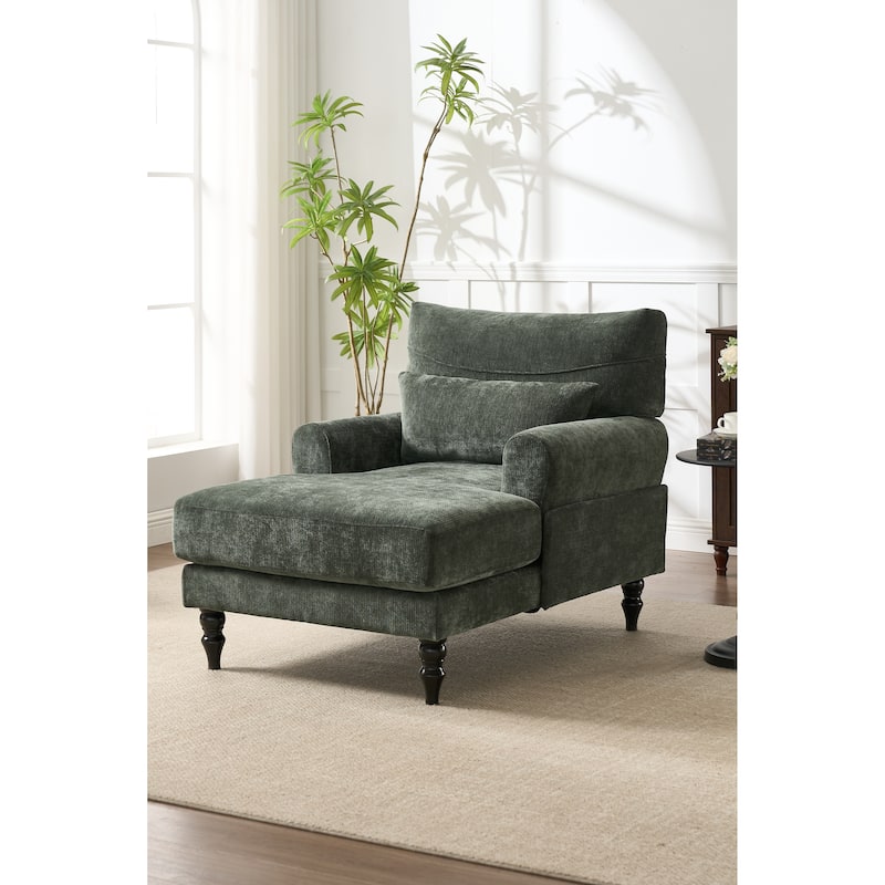 GDFStudio - Marcelline Chaise Lounge Recliner with Solid Wood Frame and Cushion