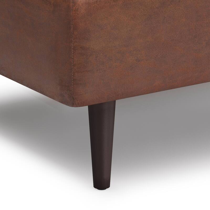 Mid Century Small Coffee Table Storage Ottoman - Dark Brown