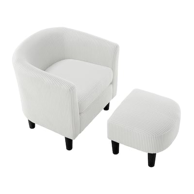 Corduroy Single Sofa Chair with Ottoman Foot Rest