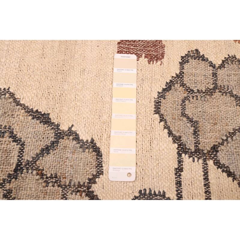 ECARPETGALLERY Flat-Weave Palas Denizli Cream Jute Kilim - 5'7 x 7'7