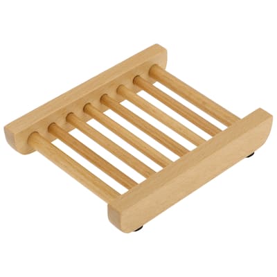 Portable Square Soap Dish for Bathroom for Kitchen 4.61"x3.62"x0.83" Brown 1 Pc