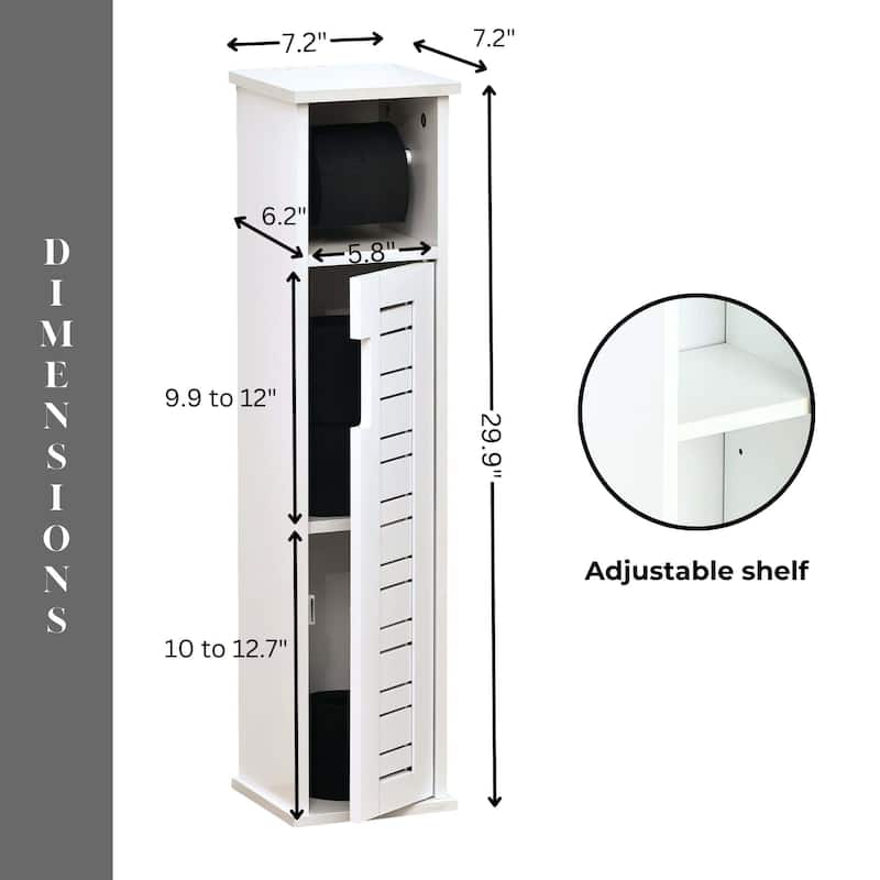Toilet Paper Storage Cabinet with Dispenser Toilet Organizer - 7.2'L x 7.2"W x 29.9"H