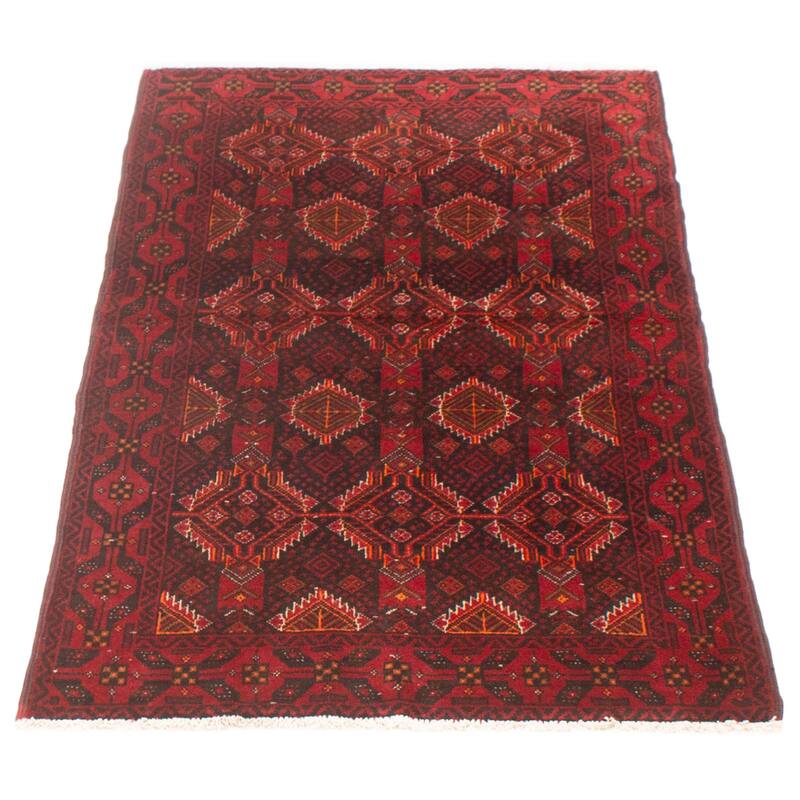ECARPETGALLERY Hand-knotted Royal Baluch Black, Red Wool Rug - 3'5 x 6'3