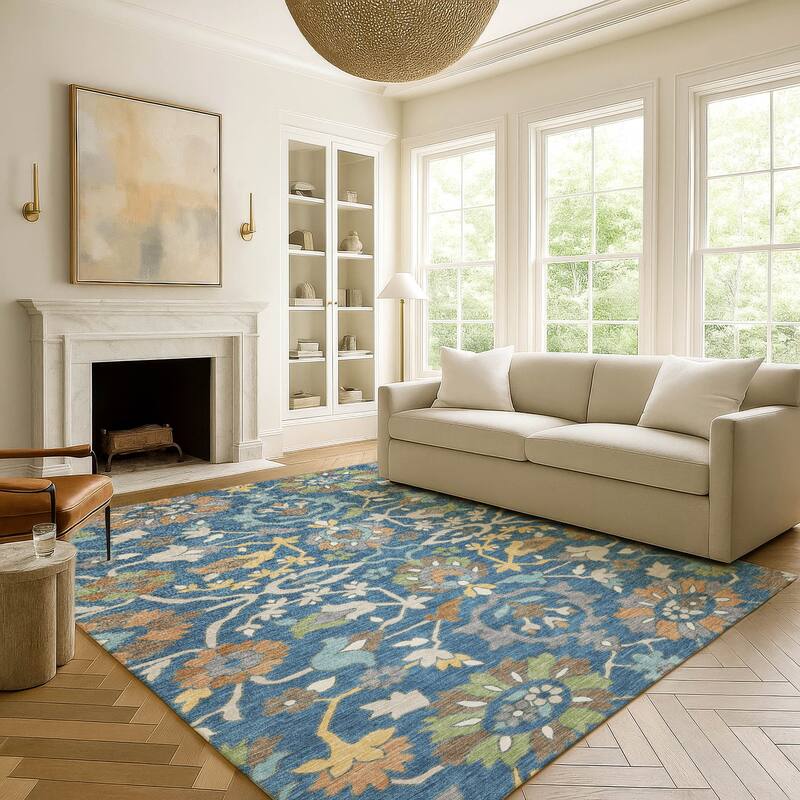 Machine Washable Indoor/ Outdoor Traditional Blanca Chantille Rug