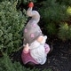 preview thumbnail 2 of 3, Magnesium Garden Gnome Holding Flowers with Grey Hat