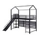preview thumbnail 7 of 10, Twin Size House Metal Loft Bed with Iron Mesh Shelves, Slide & Storage Compartments, Sturdy Playhouse Bed for Kids' Room, Black