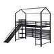 preview thumbnail 7 of 10, Twin Size House Metal Loft Bed with Iron Mesh Shelves and Slide