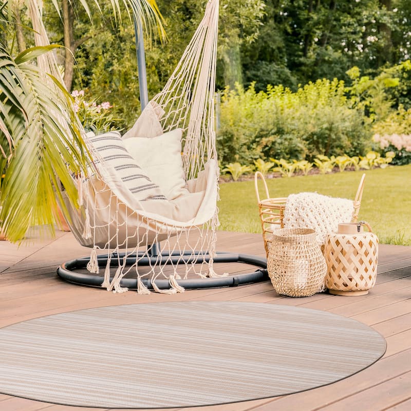 Beverly Rug Beige Striped Indoor Outdoor Rug, Outside Carpet for Patio ...