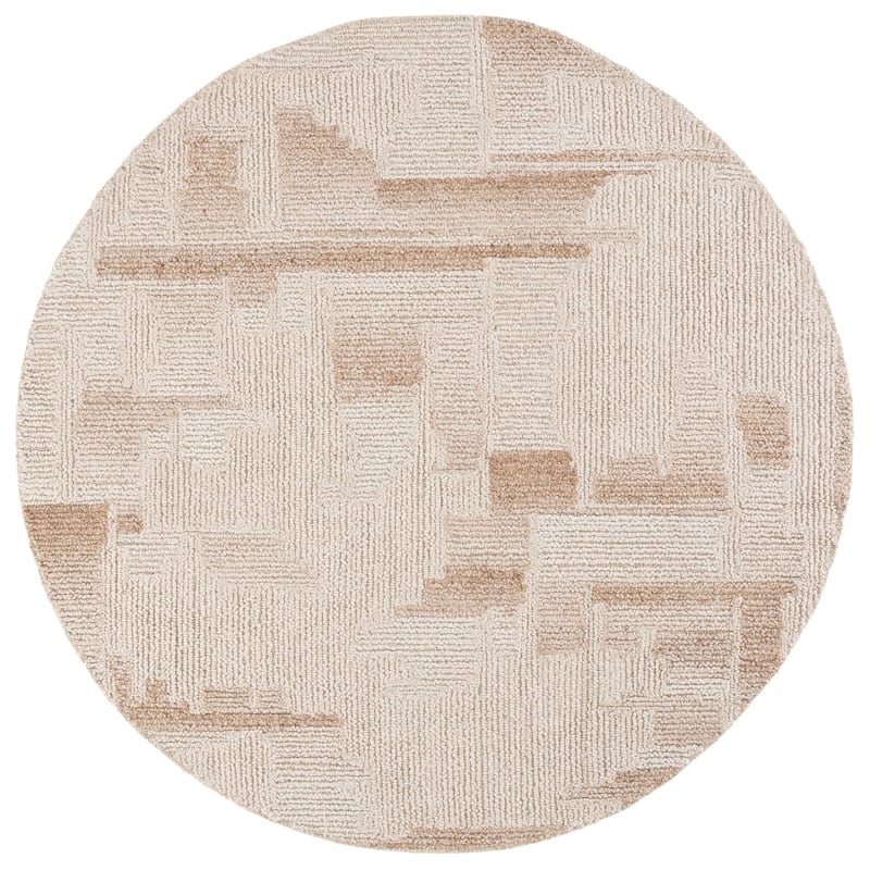 SAFAVIEH Handmade Harvest Chinami Wool Rug - 6' Round - Beige/Ivory