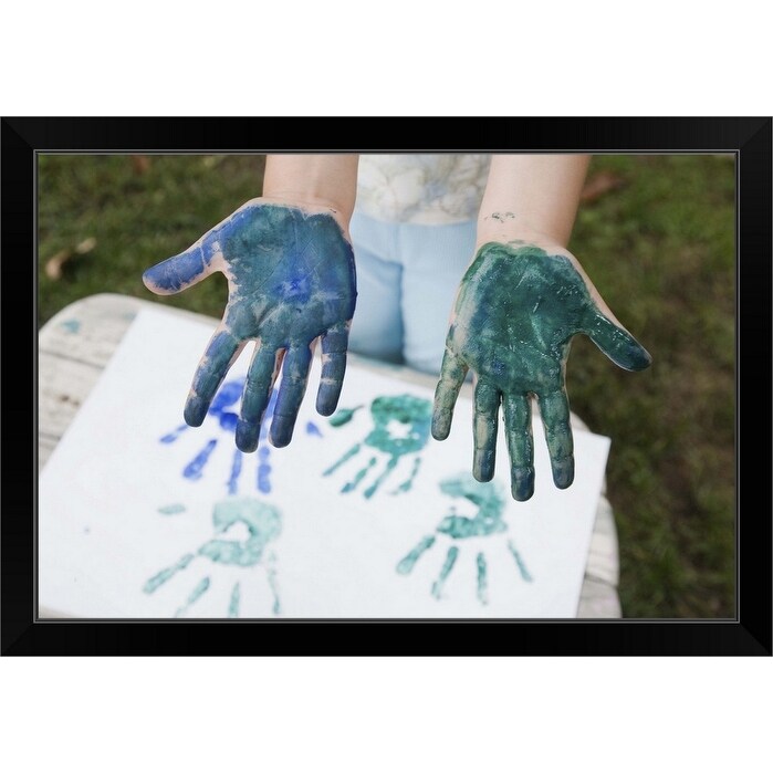 Shop Child With Handprint Painting And Paint On Hands Black