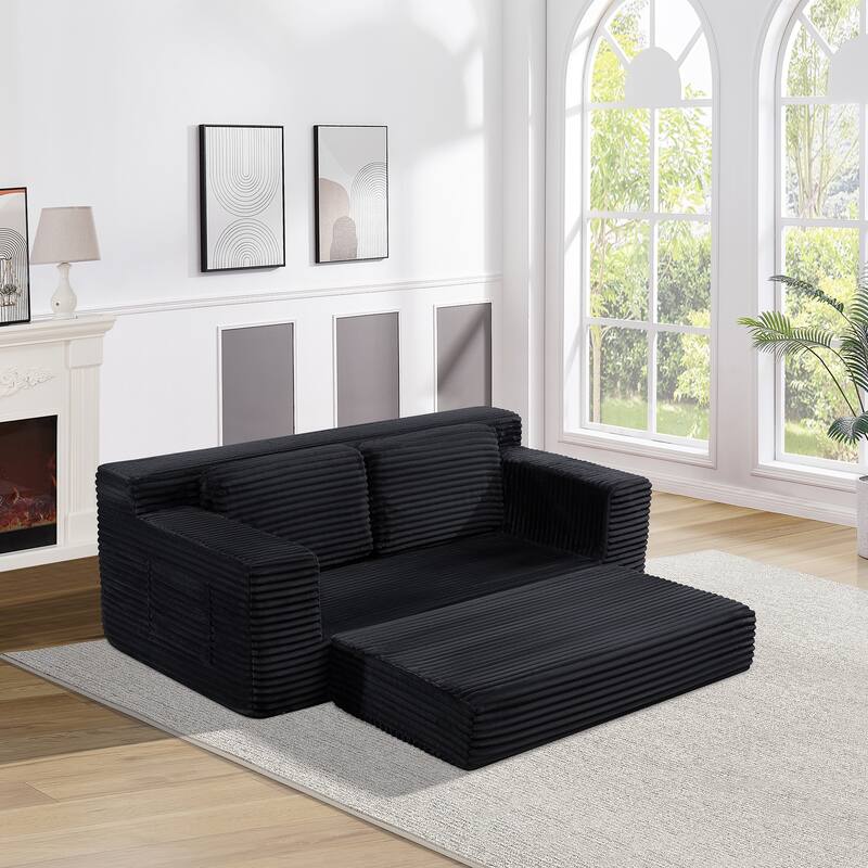 Corduroy Cloud Double Sofa, 2-in-1 Convertible Sofa Bed, Comfortable Boneless Double Sofa, Suitable for Living Room