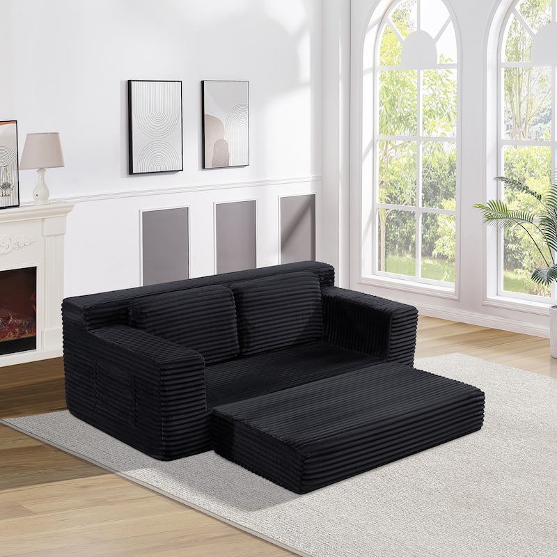 GDFStudio - Corduroy 2-Seater 71" Cloud Double Convertible Sofa Bed