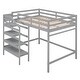 preview thumbnail 23 of 30, Full Size Loft Bed with Built-in Storage Staircase and Clothes Hanger, Space-Saving