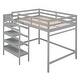 preview thumbnail 8 of 32, Full Size Loft Bed with Built-in Storage Staircase and Hanger, Grey