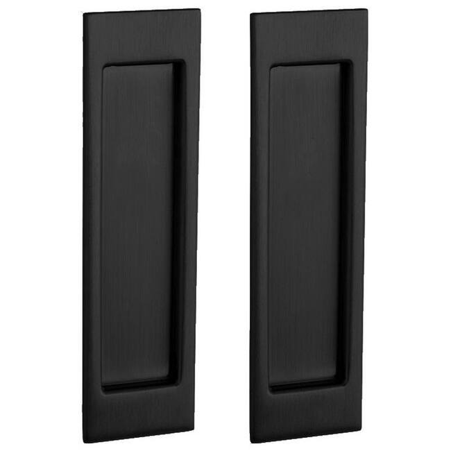 Baldwin Santa Monica Full Dummy Pocket Door Set with Double Door Catch - Satin Black