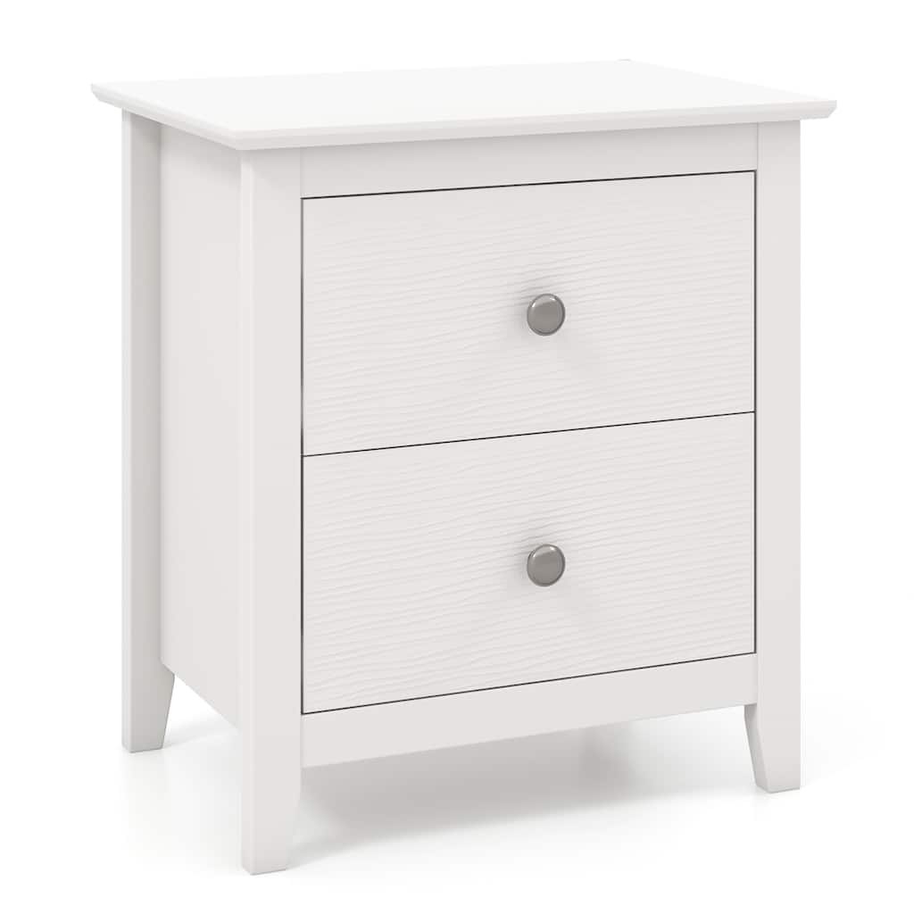 Gymax Modern Nightstand with Storage 2 Drawers & Support Legs for