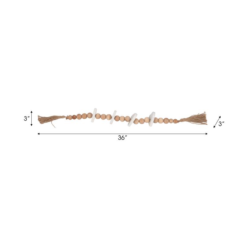 Sagebrook Home Wood, Small Bead Garland With Marble Hearts, Mul, Round, Solid Color